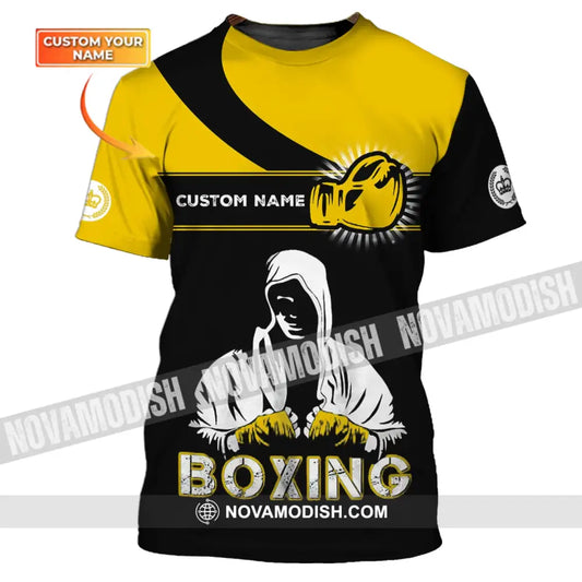 Unisex Shirt - Custom Name Boxing Shirt - Gift For Boxing Player Black And Yellow Boxing Shirt T-shirt