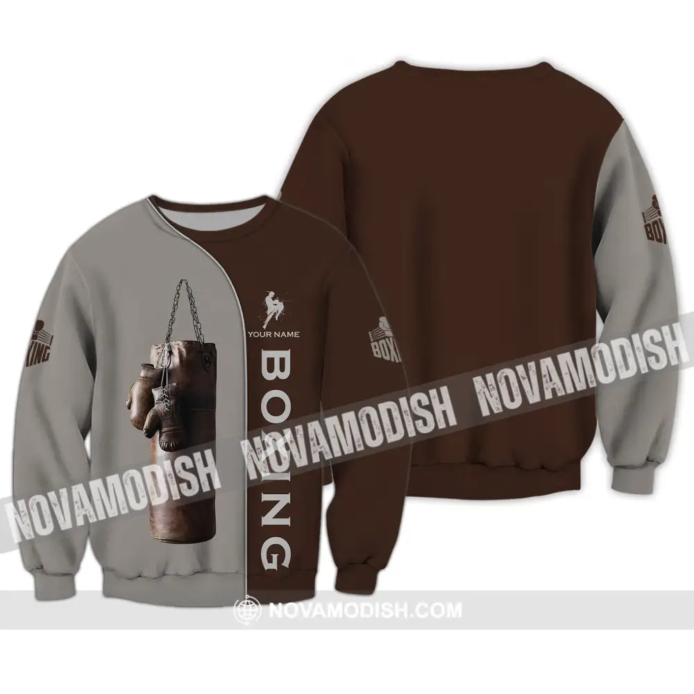 Unisex Shirt - Custom Name Boxing Shirt - Gift For Boxing Player Retro Love Boxing Gloves Long Sleeve / S T-shirt