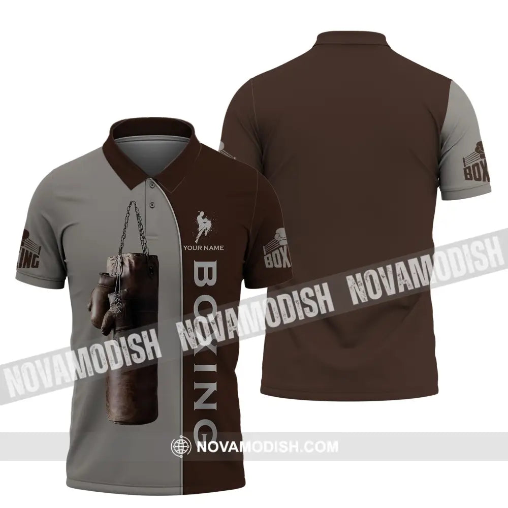 Unisex Shirt - Custom Name Boxing Shirt - Gift For Boxing Player Retro Love Boxing Gloves Polo Shirt / S T-shirt