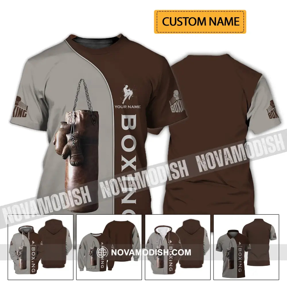Unisex Shirt - Custom Name Boxing Shirt - Gift For Boxing Player Retro Love Boxing Gloves T-shirt