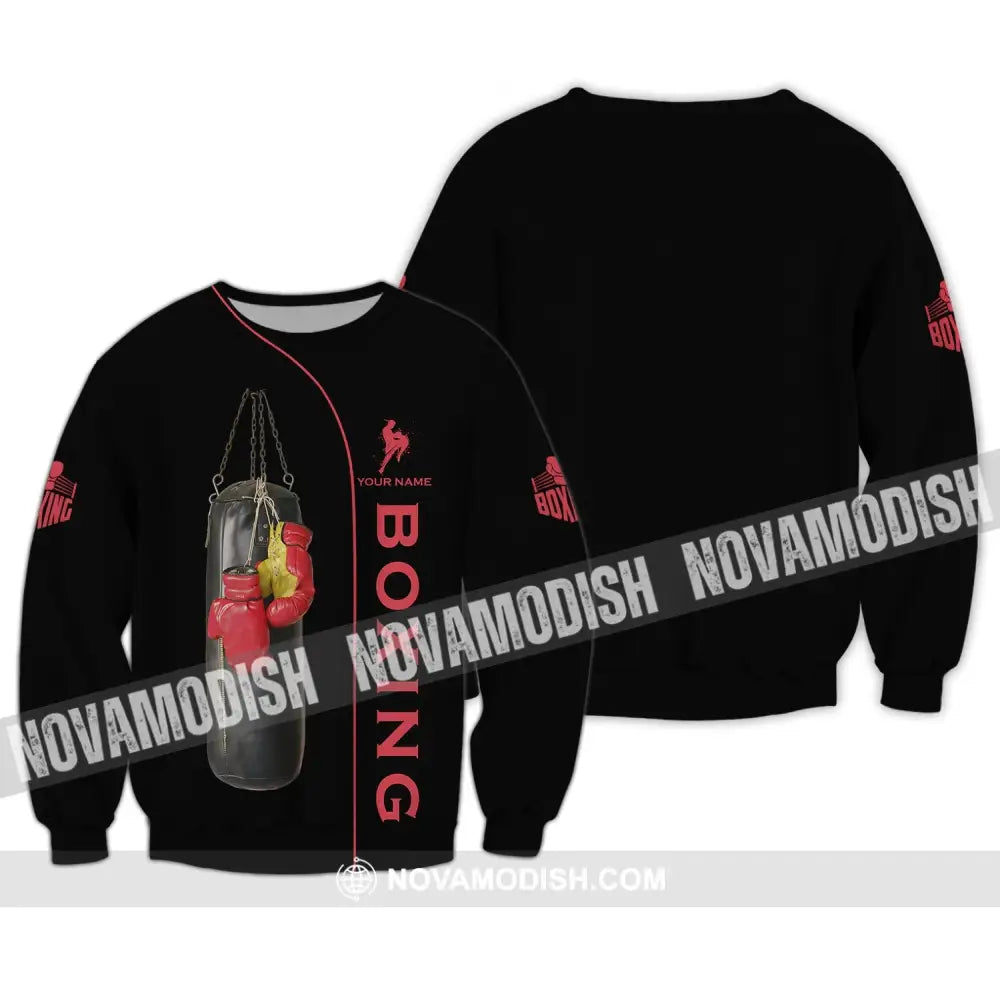 Unisex Shirt - Custom Name Boxing Shirt - Gift For Boxing Player Retro Love Kick Boxing Long Sleeve / S T-shirt