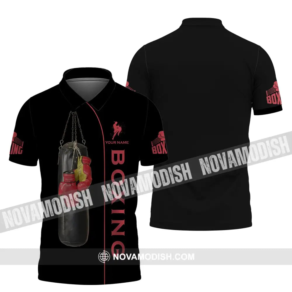 Unisex Shirt - Custom Name Boxing Shirt - Gift For Boxing Player Retro Love Kick Boxing Polo Shirt / S T-shirt