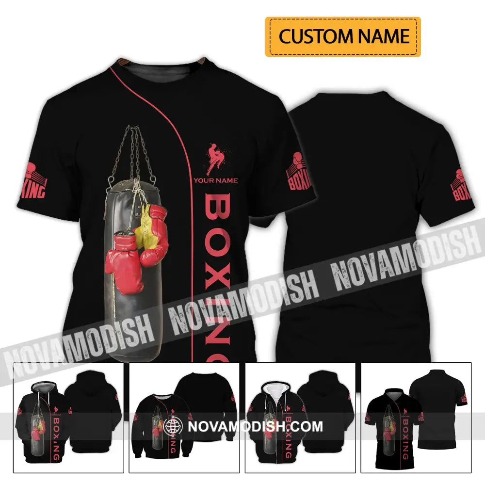 Unisex Shirt - Custom Name Boxing Shirt - Gift For Boxing Player Retro Love Kick Boxing T-shirt