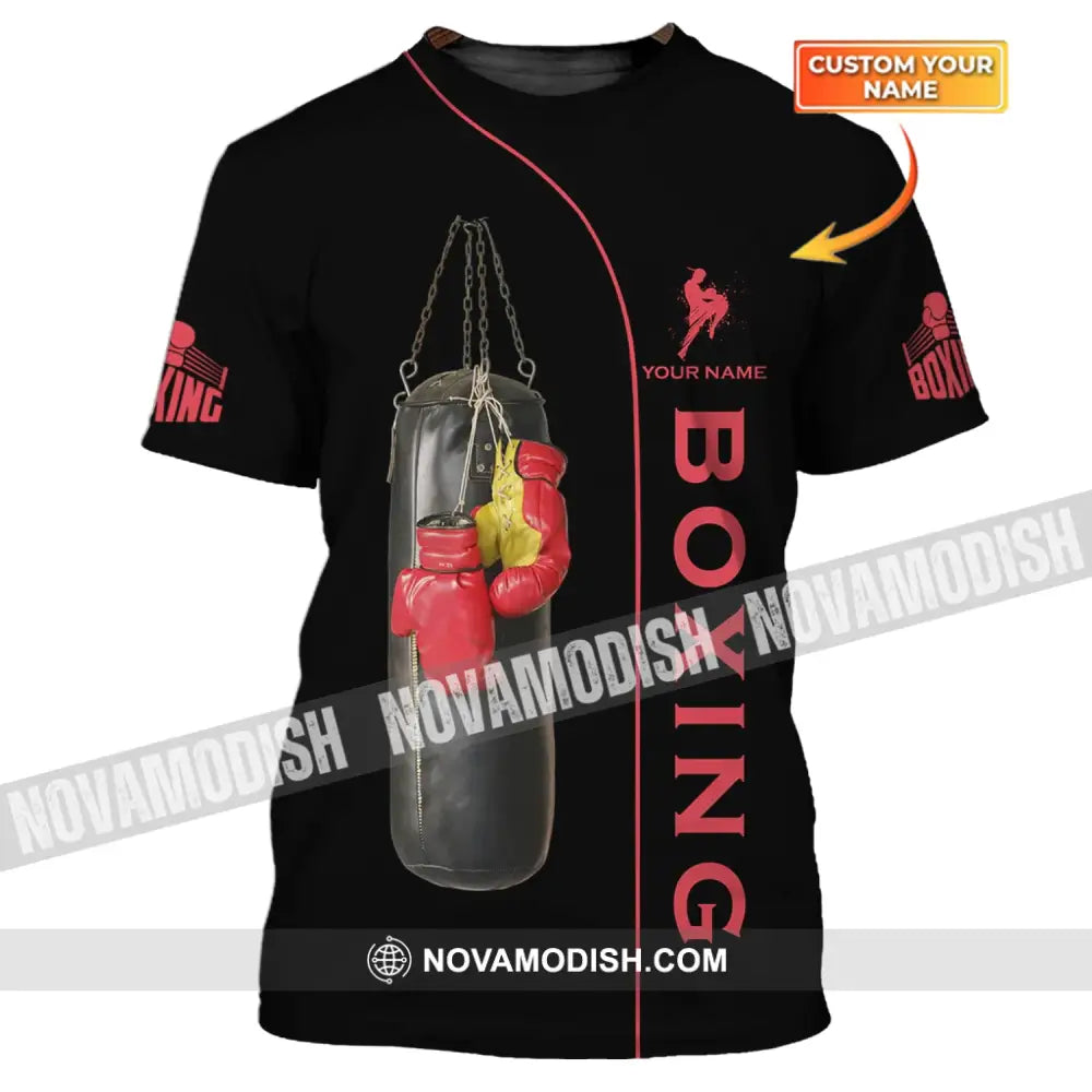 Unisex Shirt - Custom Name Boxing Shirt - Gift For Boxing Player Retro Love Kick Boxing T-shirt