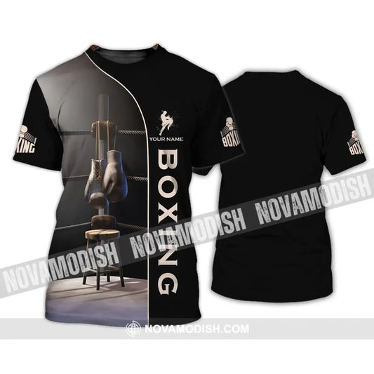 Unisex Shirt - Custom Name Boxing Shirt - Gift For Boxing Player Vintage Boxing Corner And Hung Up Gloves T-Shirt / S