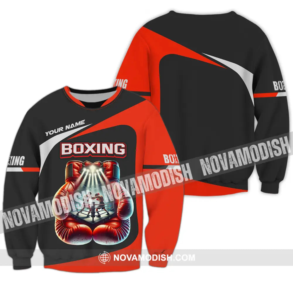 Unisex Shirt - Custom Name Boxing Shirt Boxing Gloves Long Sleeve / S T-shirt