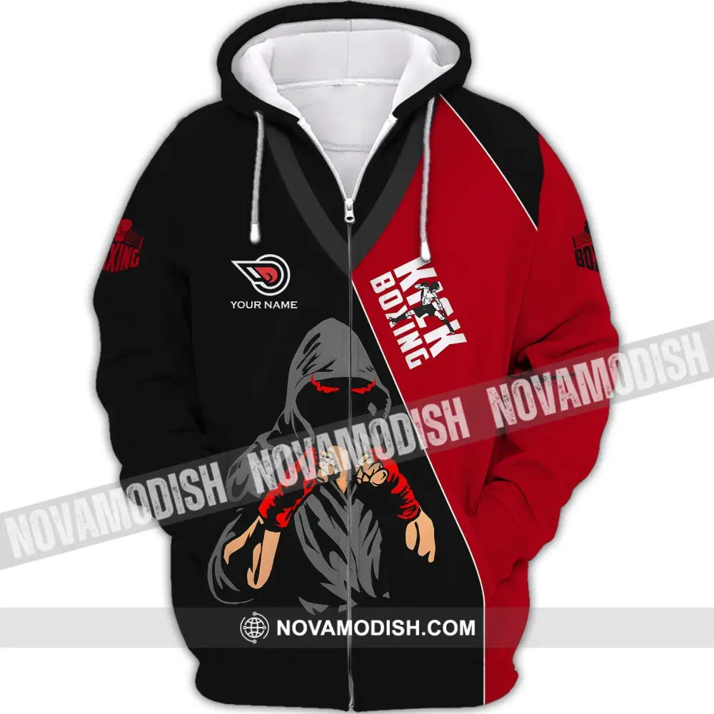 Unisex Shirt - Custom Name Boxing Kick Boxing Lover Shirt Zipper Hoodie / S T-shirt
