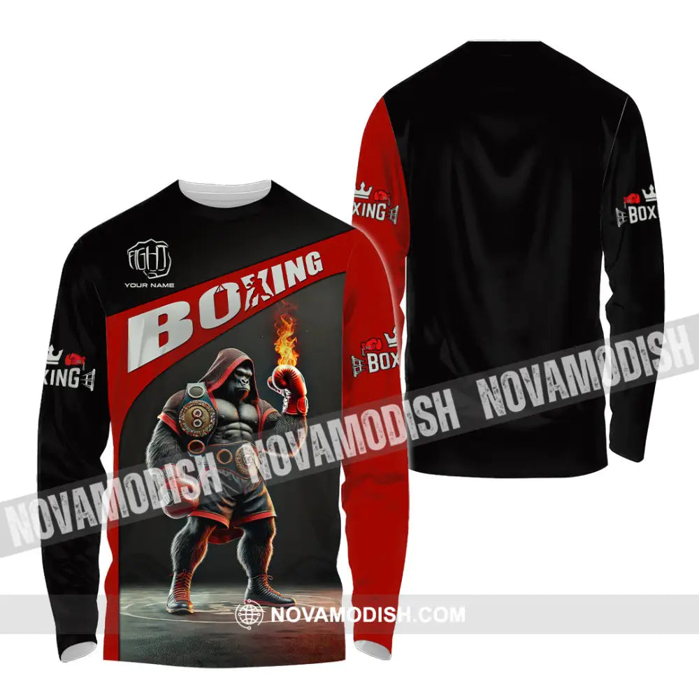 Unisex Shirt Custom Name Boxing Long Sleeve T-Shirt / S T-Shirt