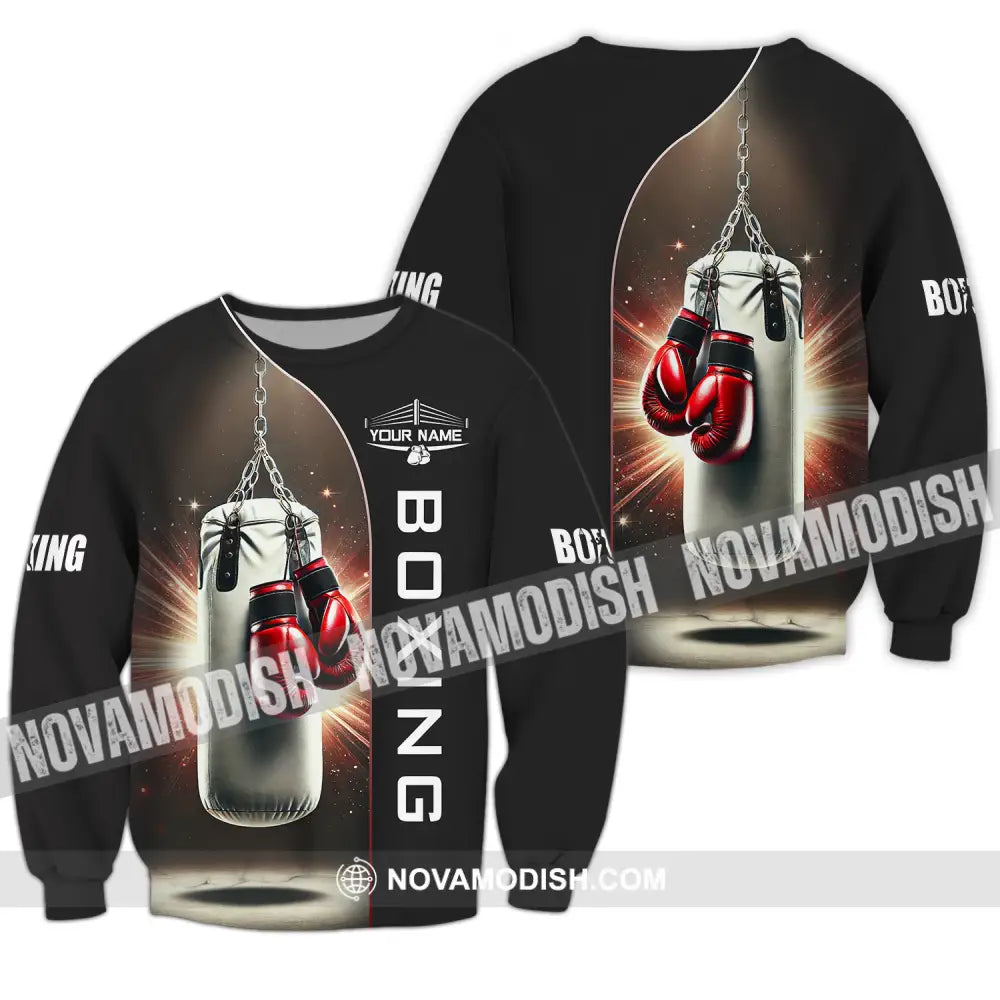 Unisex Shirt - Custom Name Boxing Lover Shirt Boxing Gloves Long Sleeve / S T-shirt
