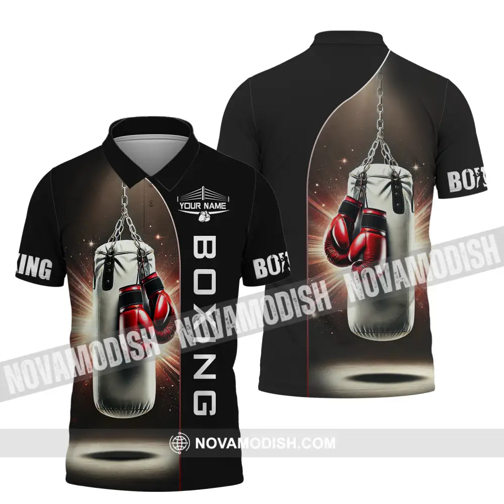 Unisex Shirt - Custom Name Boxing Lover Shirt Boxing Gloves Polo Shirt / S T-shirt