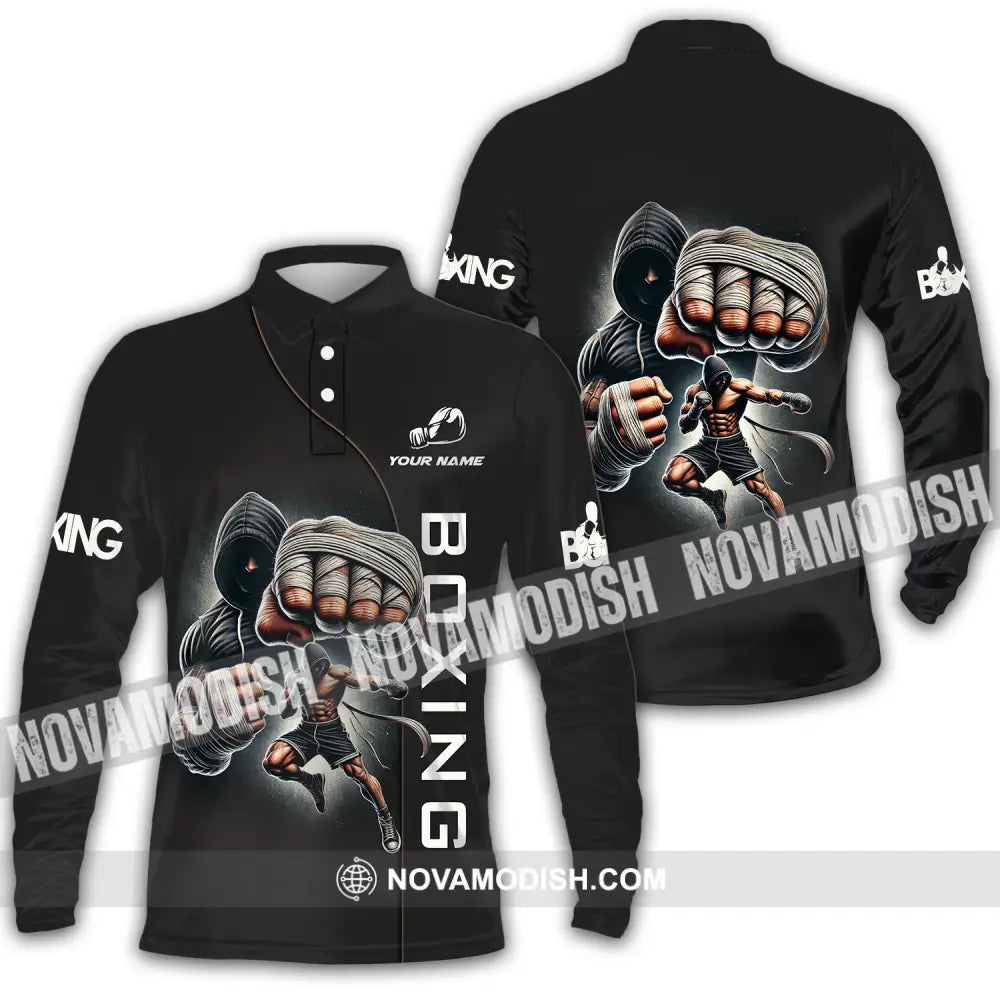 Unisex Shirt - Custom Name Boxing Lover Shirt Boxing King Long Sleeve Polo / S T-shirt
