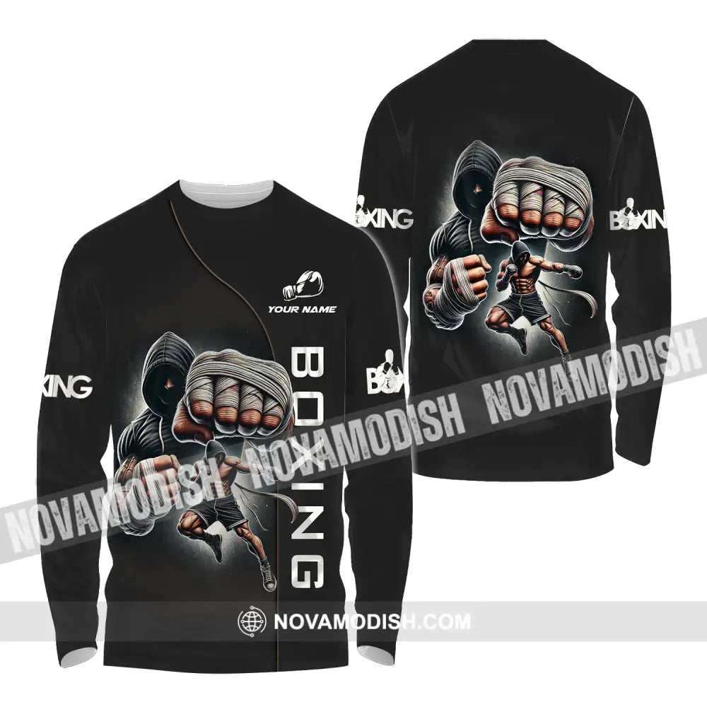 Unisex Shirt - Custom Name Boxing Lover Shirt Boxing King Long Sleeve Shirt / S T-shirt