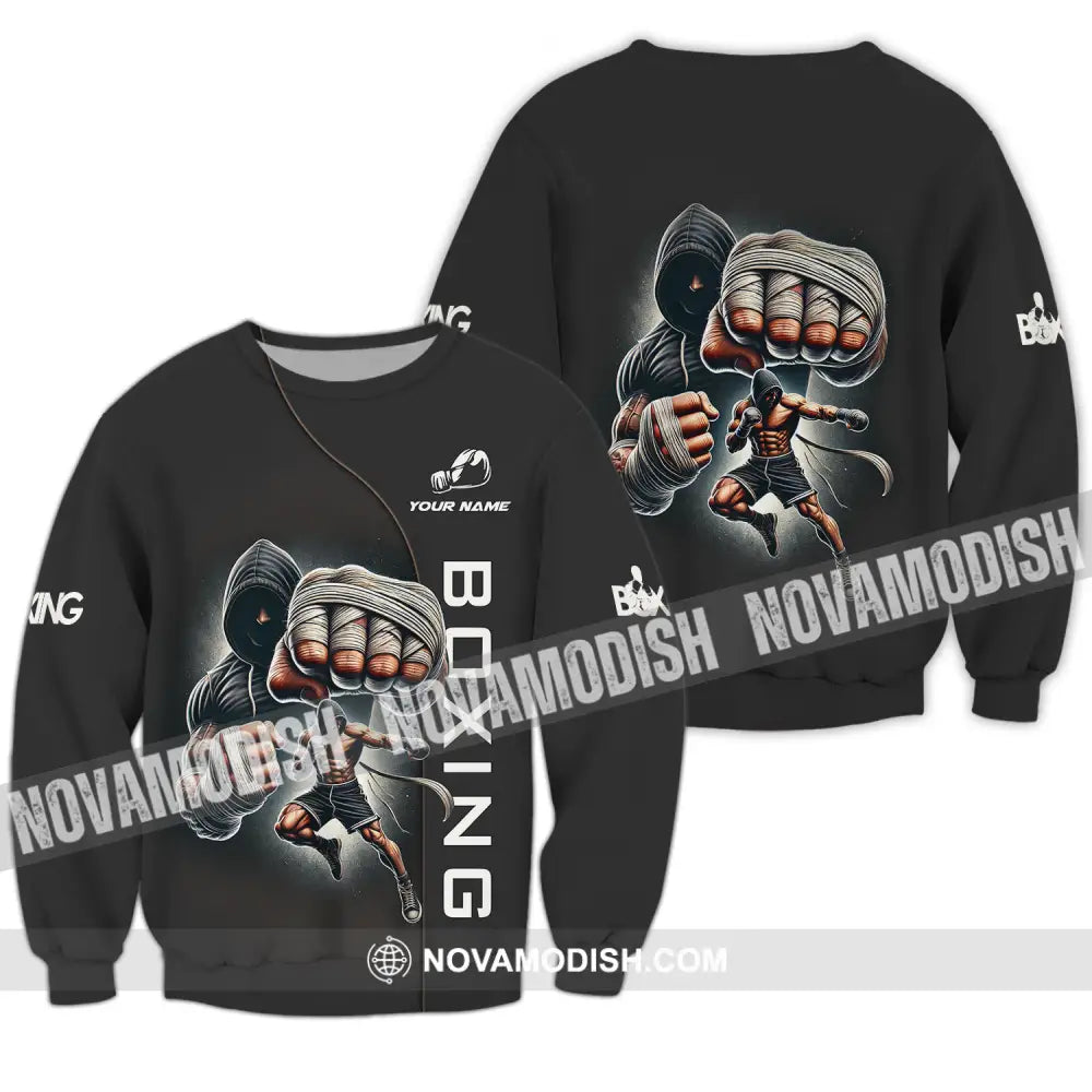 Unisex Shirt - Custom Name Boxing Lover Shirt Boxing King Long Sleeve / S T-shirt