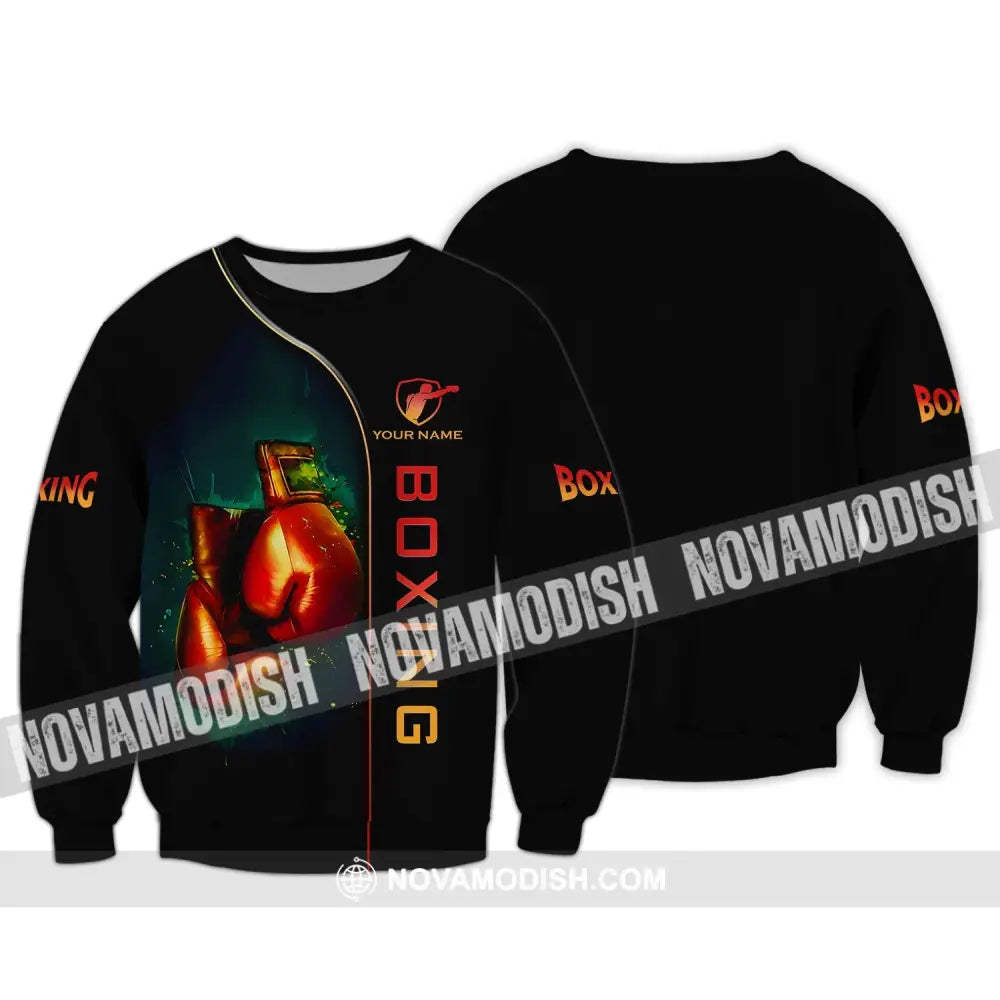 Unisex Shirt - Custom Name Boxing Boxing Lover Shirt Long Sleeve / S T-shirt