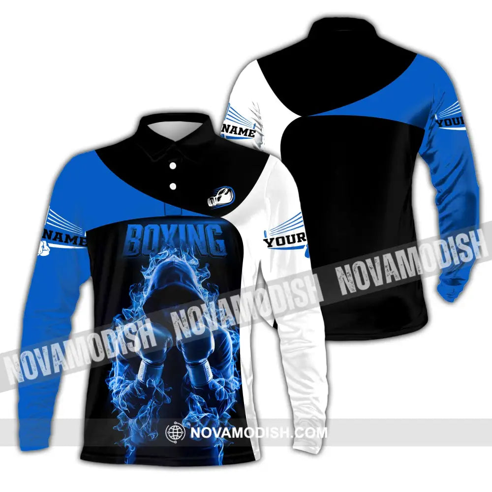 Unisex Shirt Custom Name Boxing Lover T-Shirt Gift Long Sleeve Polo / S T-Shirt