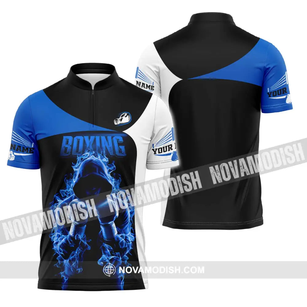 Unisex Shirt Custom Name Boxing Lover T-Shirt Gift Zipper Polo / S T-Shirt