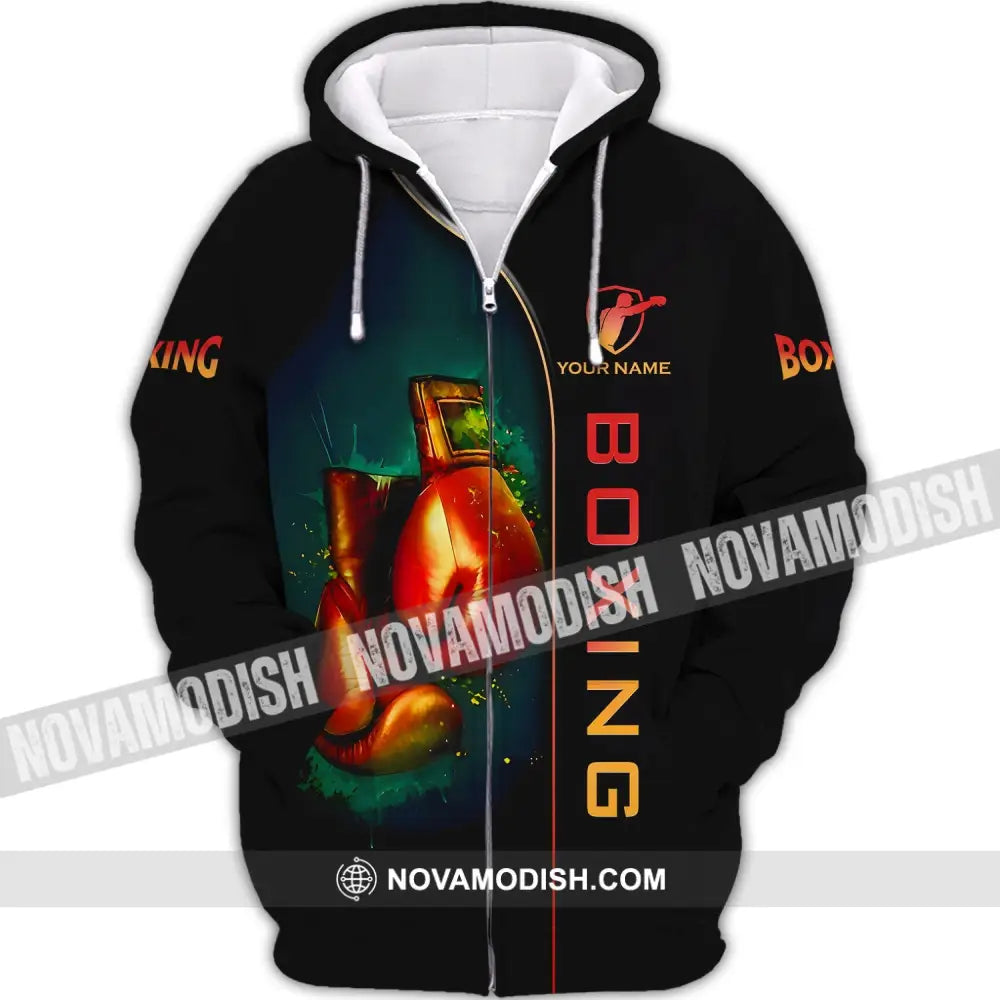 Unisex Shirt - Custom Name Boxing Boxing Lover Shirt Zipper Hoodie / S T-shirt