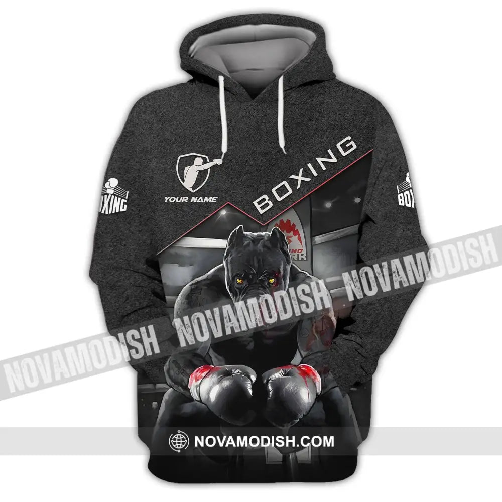 Unisex Shirt - Custom Name Boxing Pitbull Kick Boxing Lover Shirt Hoodie / S T-shirt