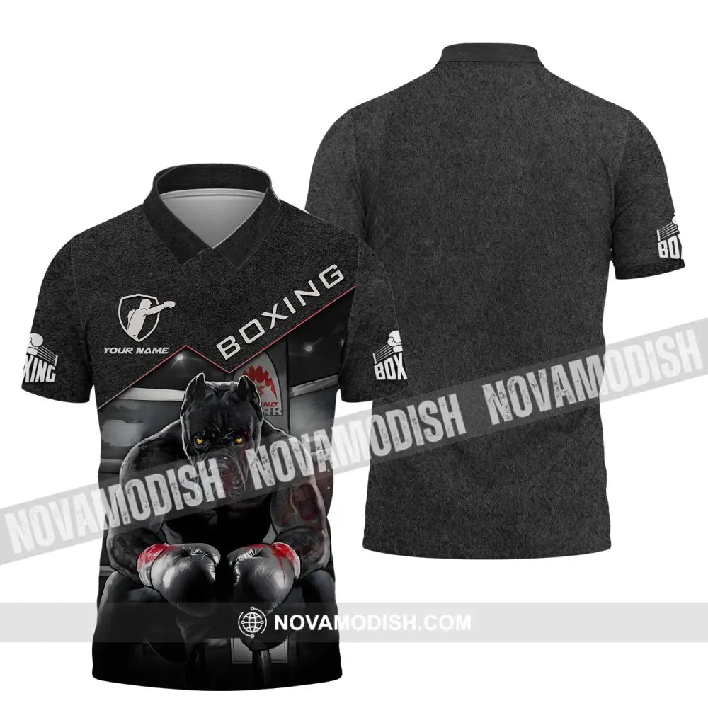 Unisex Shirt - Custom Name Boxing Pitbull Kick Boxing Lover Shirt Polo Shirt / S T-shirt
