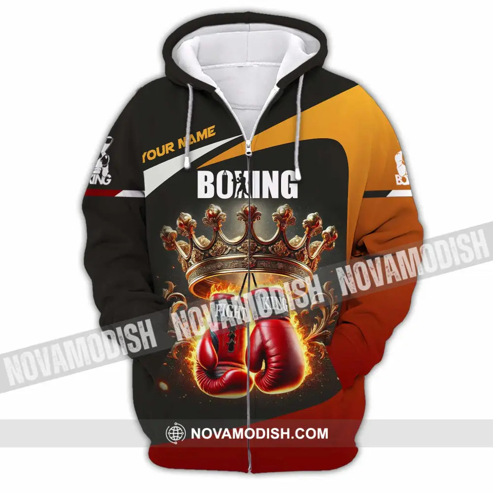 Unisex Shirt Custom Name Boxing Polo Long Sleeve Zipper Hoodie / S T-Shirt