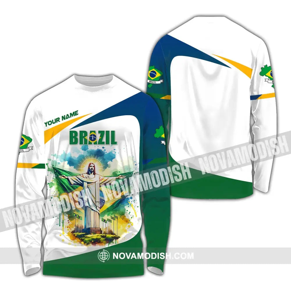 Unisex Shirt Custom Name Brazil Polo Long Sleeve Gift / S T-Shirt