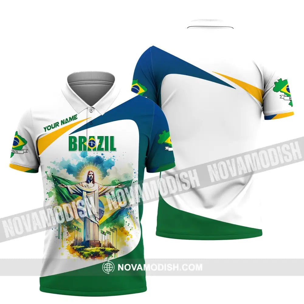 Unisex Shirt Custom Name Brazil Polo Long Sleeve Gift / S T-Shirt