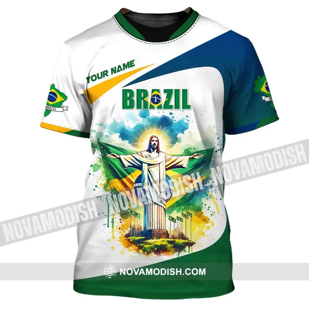 Unisex Shirt Custom Name Brazil Polo Long Sleeve Gift T-Shirt / S T-Shirt