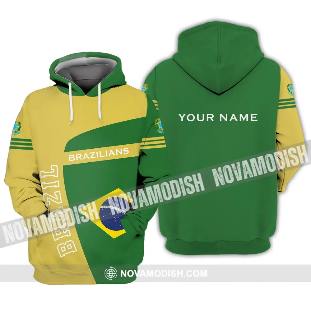 Unisex Shirt - Custom Name Shirt - Brazil World Cup Sport Shirt Hoodie / S T-shirt