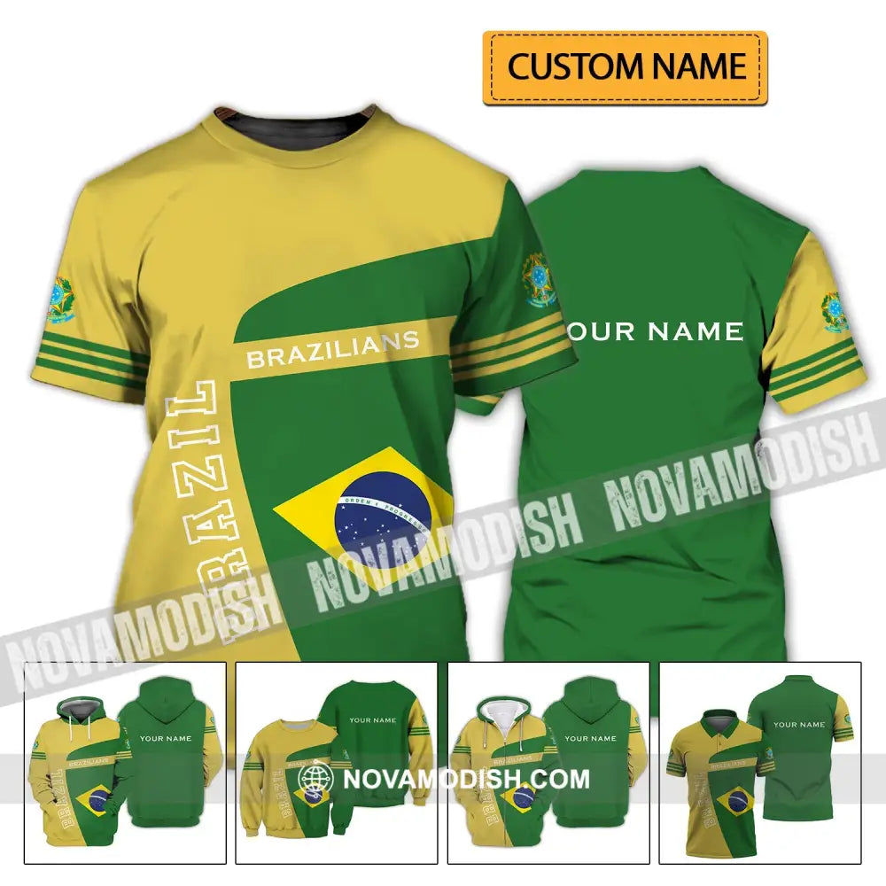 Unisex Shirt - Custom Name Shirt - Brazil World Cup Sport Shirt T-shirt