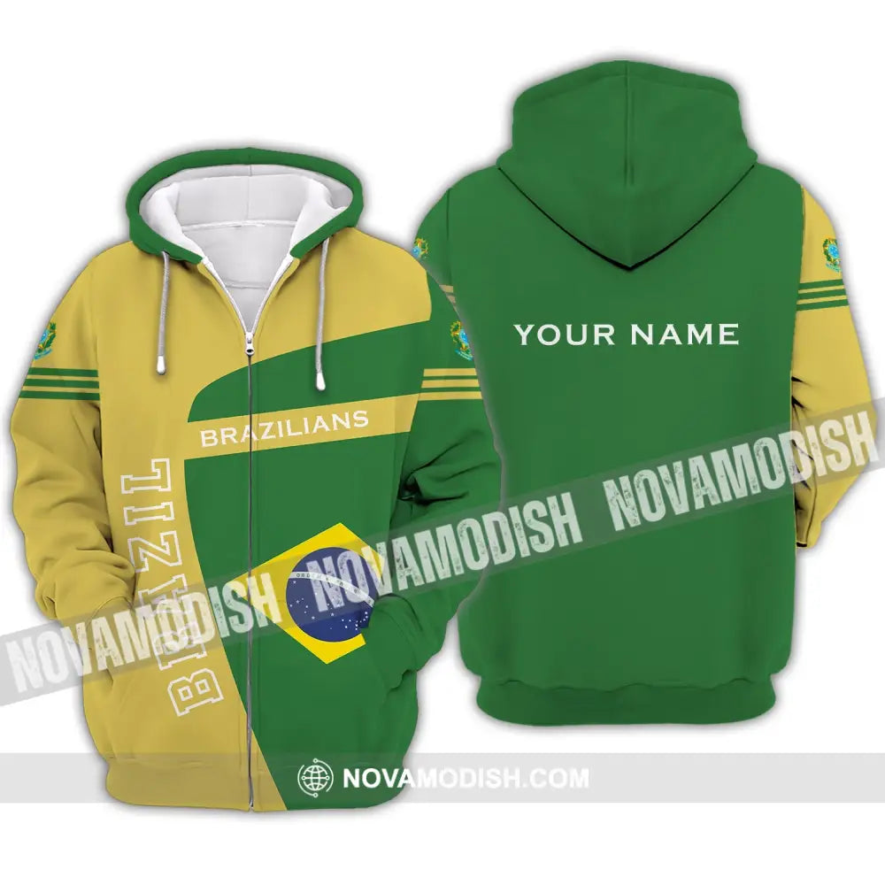 Unisex Shirt - Custom Name Shirt - Brazil World Cup Sport Shirt Zipper Hoodie / S T-shirt