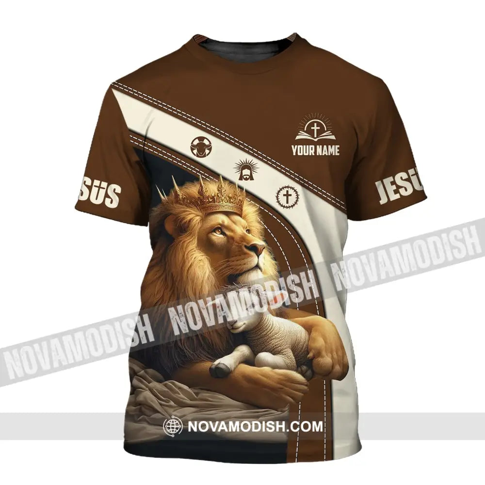 Unisex Shirt - Custom Name Brown Lion T-Shirt / S T-Shirt