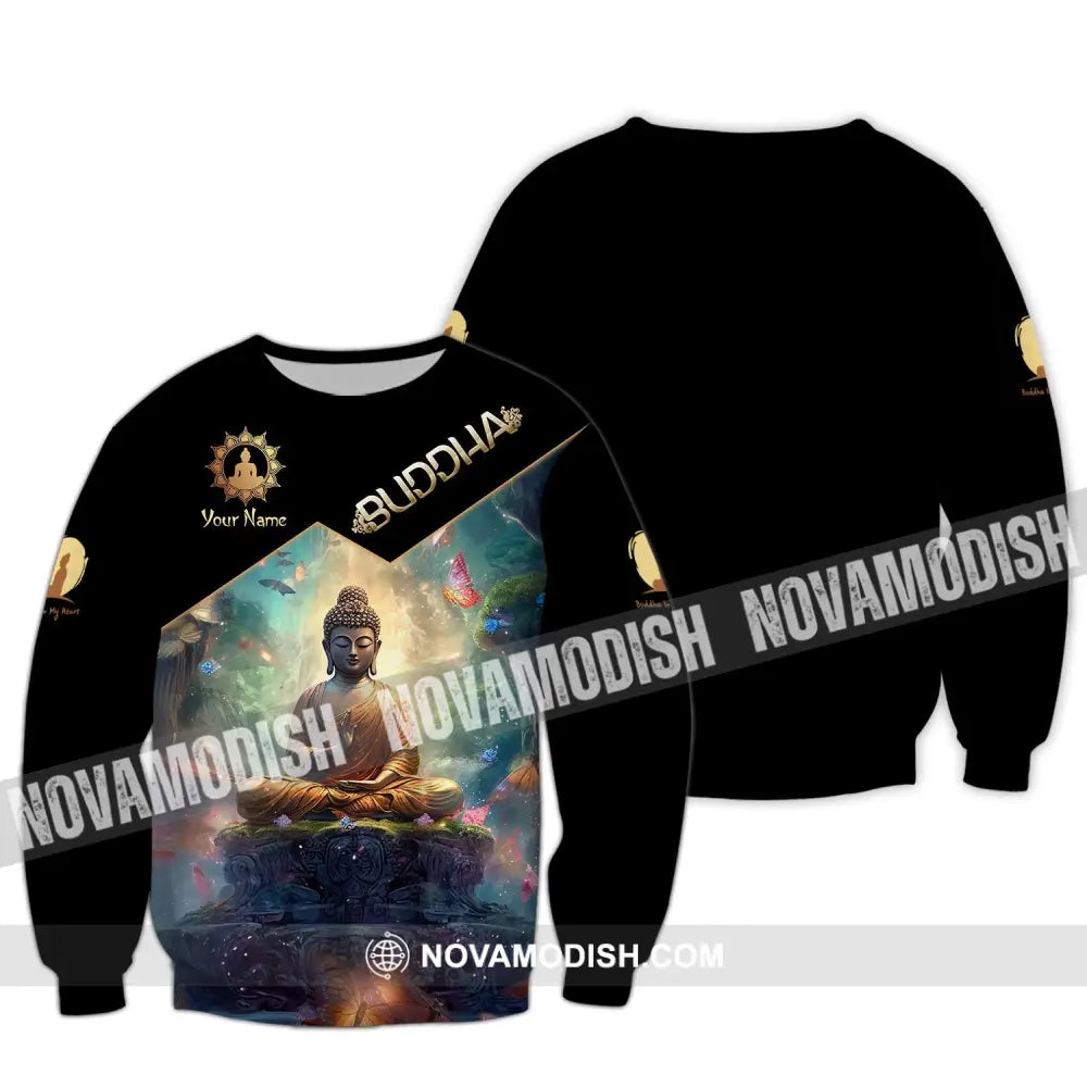 Unisex Shirt - Custom Name Buddha Believer Long Sleeve / S T-Shirt