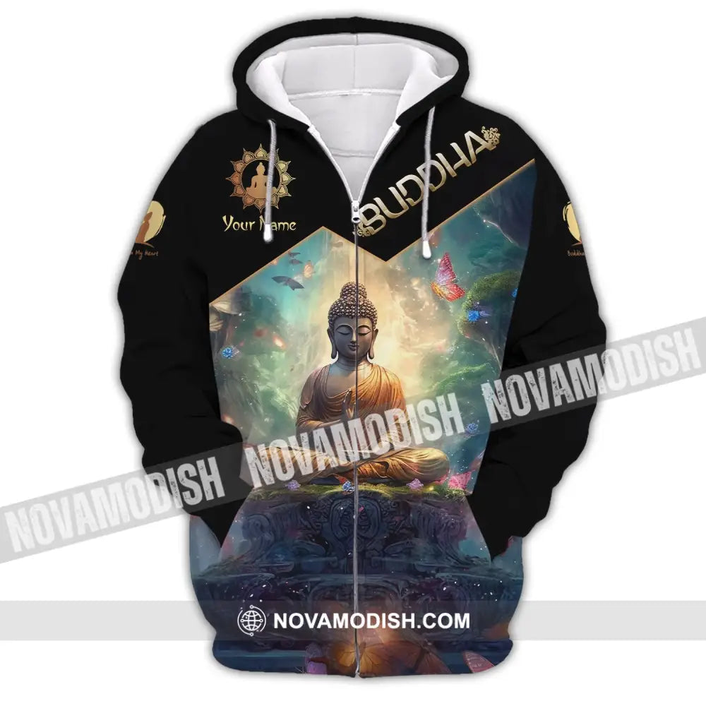 Unisex Shirt - Custom Name Buddha Believer Zipper Hoodie / S T-Shirt