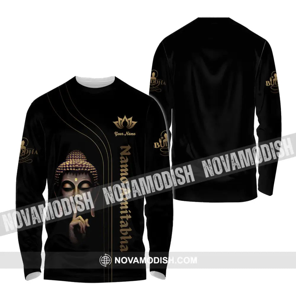 Unisex Shirt Custom Name Buddha Polo Long Sleeve Buddhist Gift / S T-Shirt