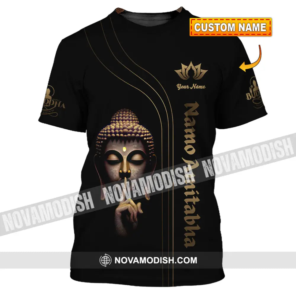 Unisex Shirt Custom Name Buddha Polo Long Sleeve Buddhist Gift T-Shirt