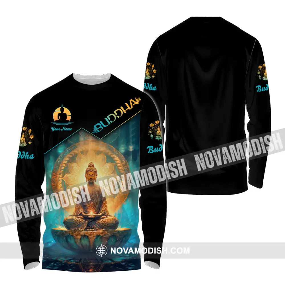 Unisex Shirt Custom Name Buddha Polo Long Sleeve Buddhist T-Shirt / S T-Shirt