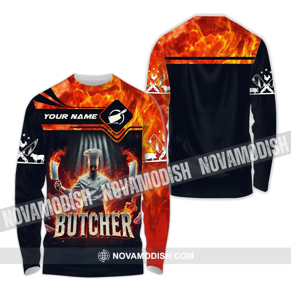 Unisex Shirt - Custom Name Butcher Long Sleeve / S T-Shirt