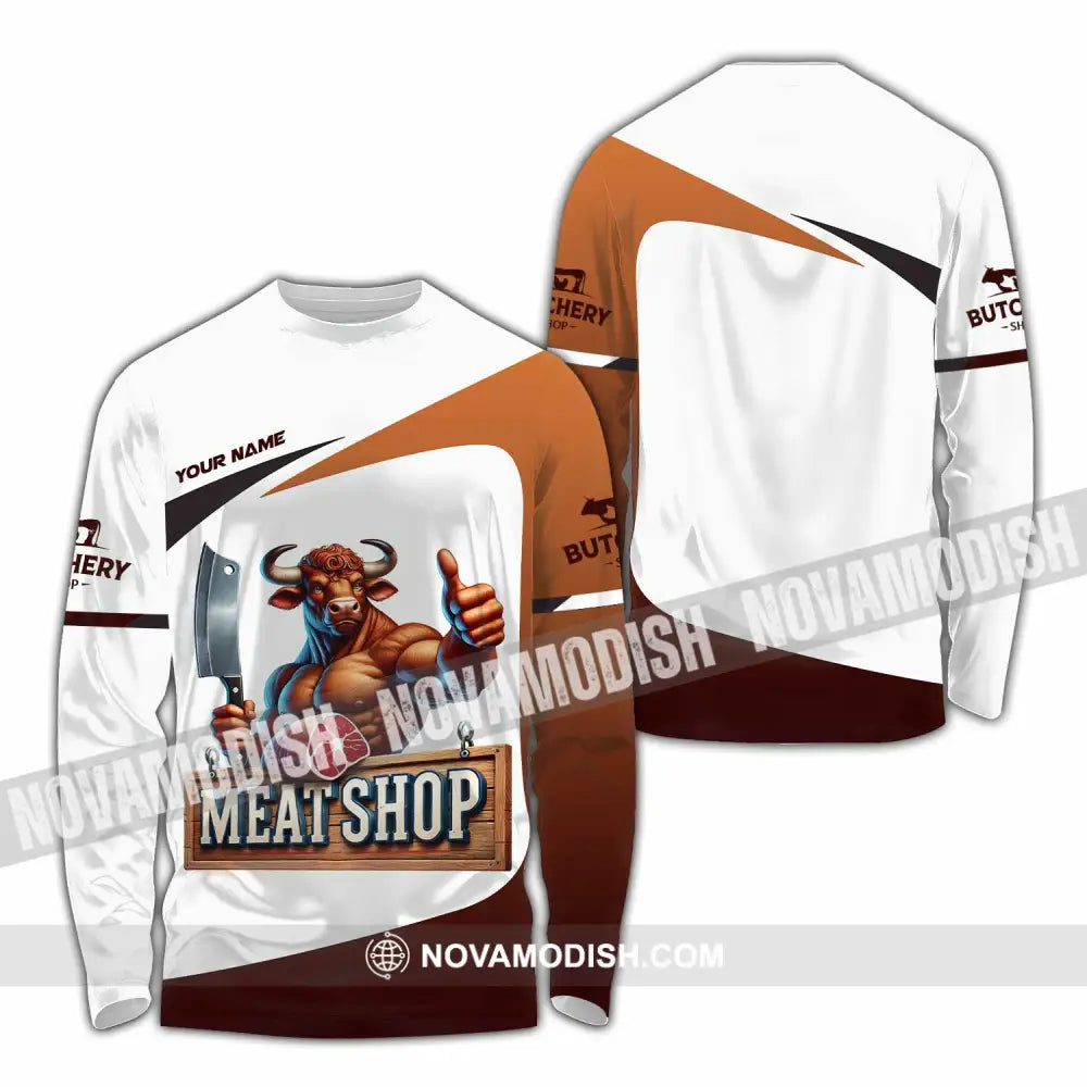 Unisex Shirt Custom Name Butcher Meat Shop T-Shirt Long Sleeve / S T-Shirt