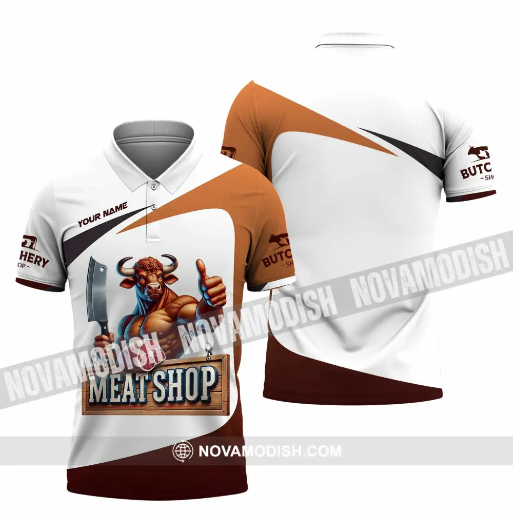 Unisex Shirt Custom Name Butcher Meat Shop T-Shirt Polo / S T-Shirt