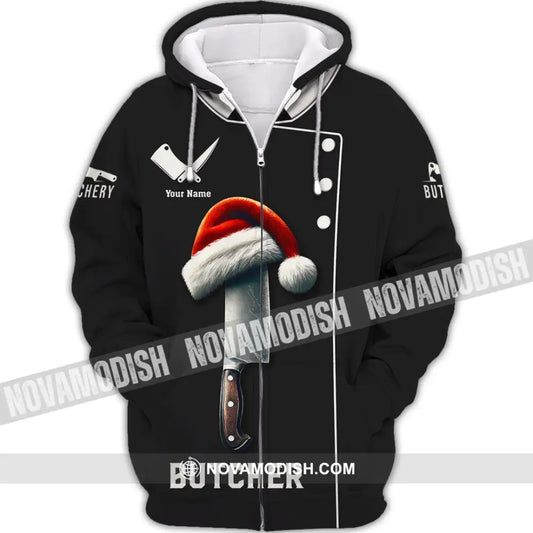 Unisex Shirt Custom Name Butcher T-Shirt Hoodie Long Sleeve Gift Zipper / S T-Shirt