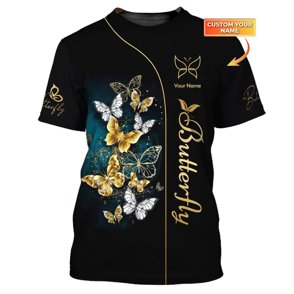Unisex Shirt Custom Name Butterfly T-Shirt 3D Gift