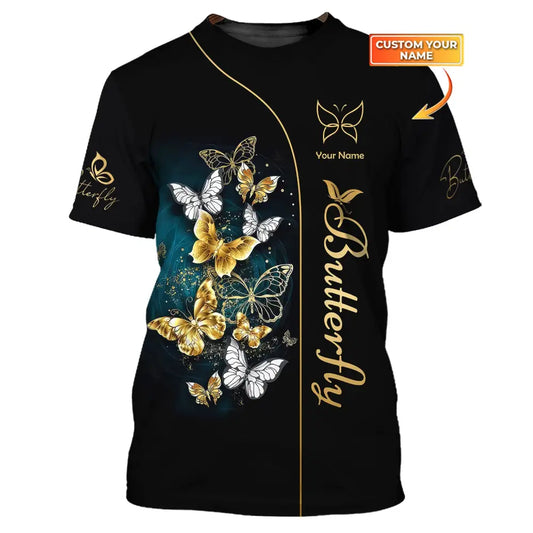 Unisex Shirt Custom Name Butterfly T-Shirt 3D Gift