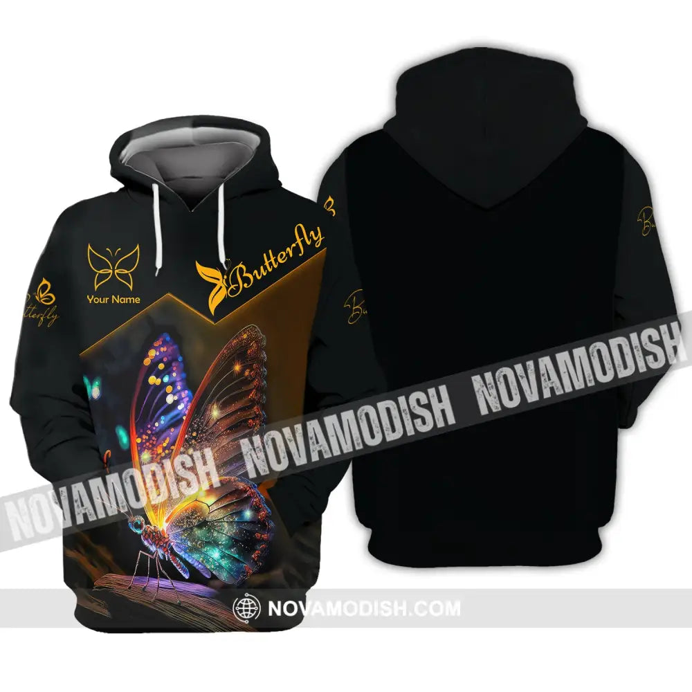 Unisex Shirt Custom Name Butterfly T-Shirt 3D Gift For Lover Hoodie / S