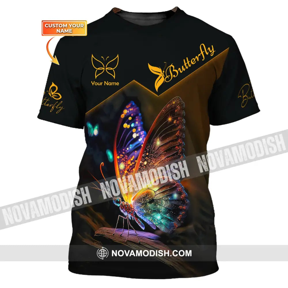 Unisex Shirt Custom Name Butterfly T-Shirt 3D Gift For Lover / S