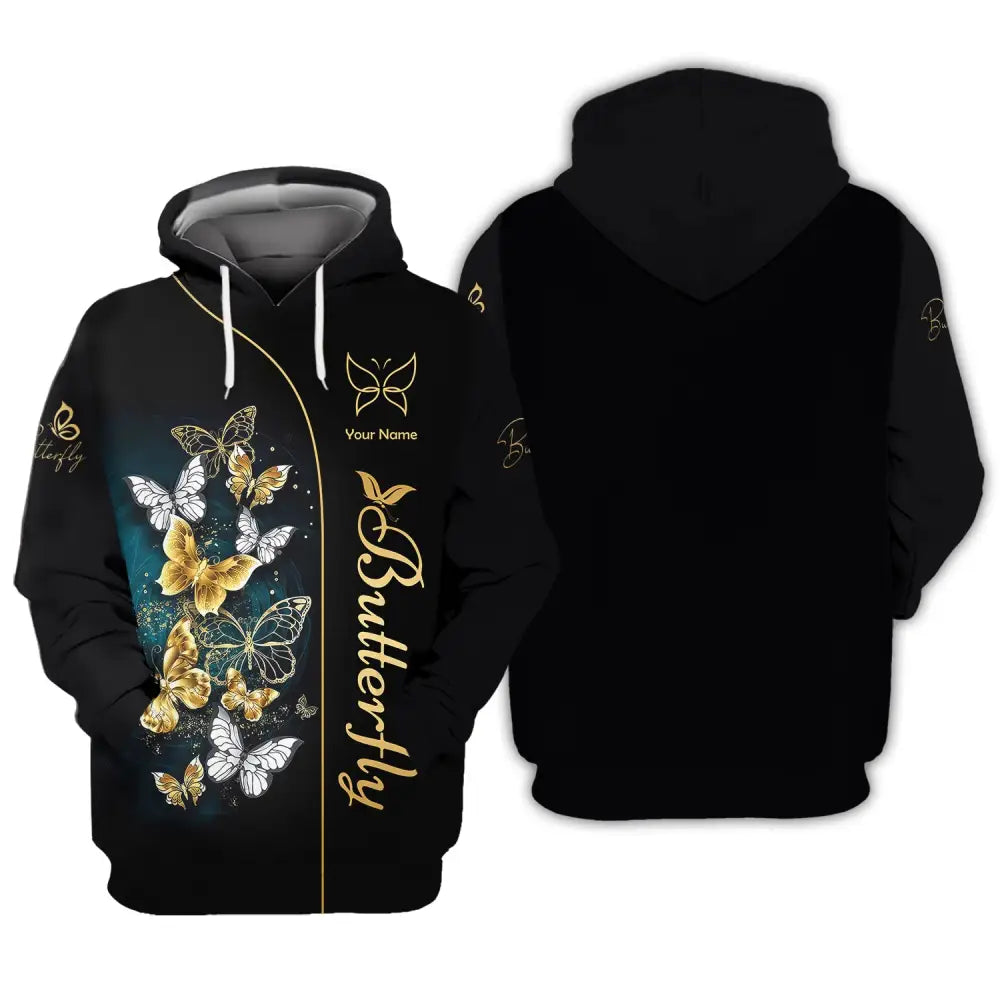 Unisex Shirt Custom Name Butterfly T-Shirt 3D Gift Hoodie / S
