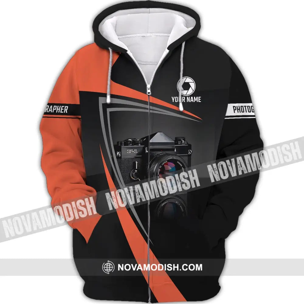 Unisex Shirt - Custom Name Shirt - Camera Photographer Shirt Zipper Hoodie / S T-shirt
