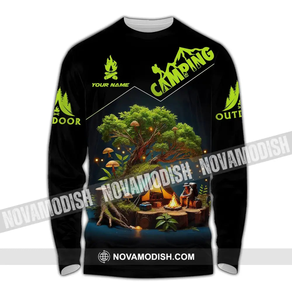 Unisex Shirt Custom Name Camping Gift For Lover Long Sleeve / S T-Shirt
