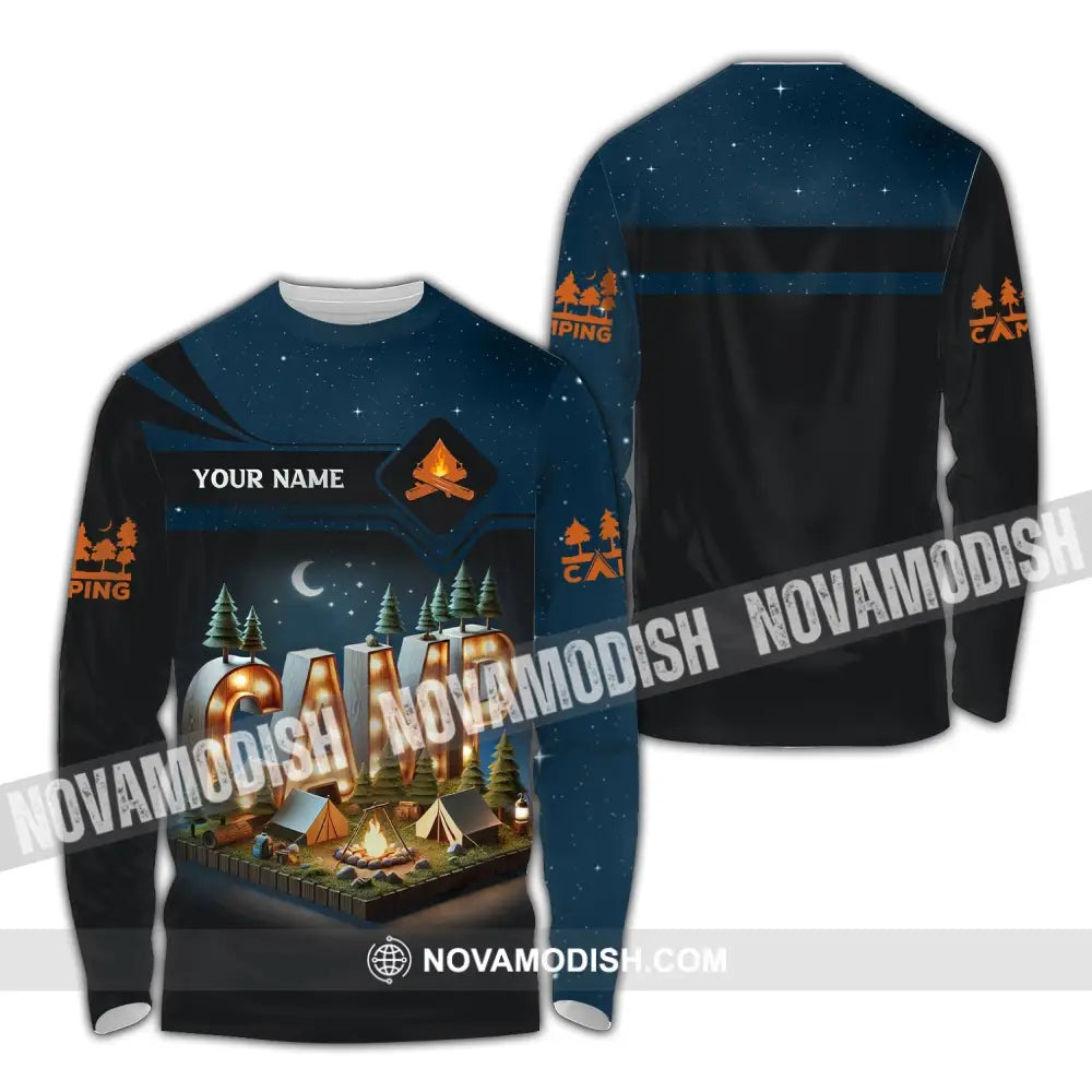 Unisex Shirt Custom Name Camping Gift For Lover Long Sleeve / S T-Shirt