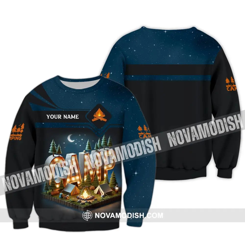Unisex Shirt Custom Name Camping Gift For Lover Long Sleeve / S T-Shirt