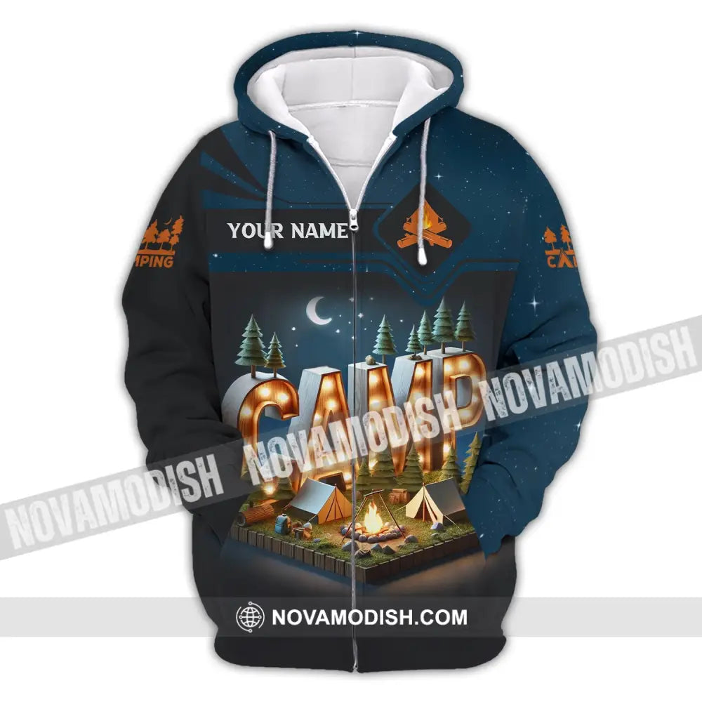 Unisex Shirt Custom Name Camping Gift For Lover Zipper Hoodie / S T-Shirt